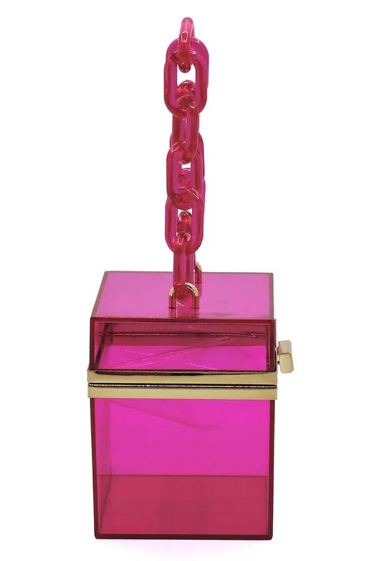 Chain Handle See Thru Crossbody Clutch