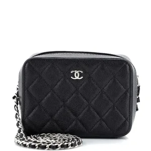 CHANEL Square CC Chain Camera Bag Quilted Caviar Mini