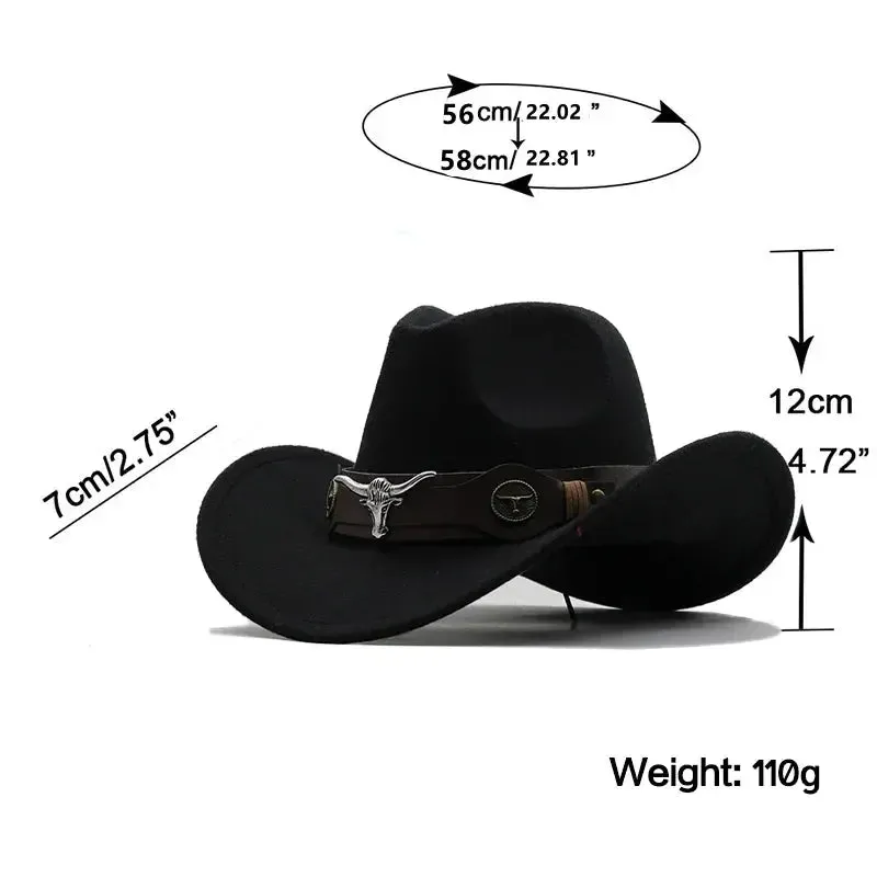 Chapéu de cowboy oeste chapéu de lã preta