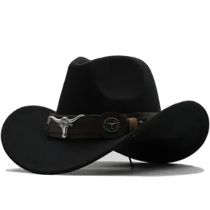 Chapéu de cowboy oeste chapéu de lã preta