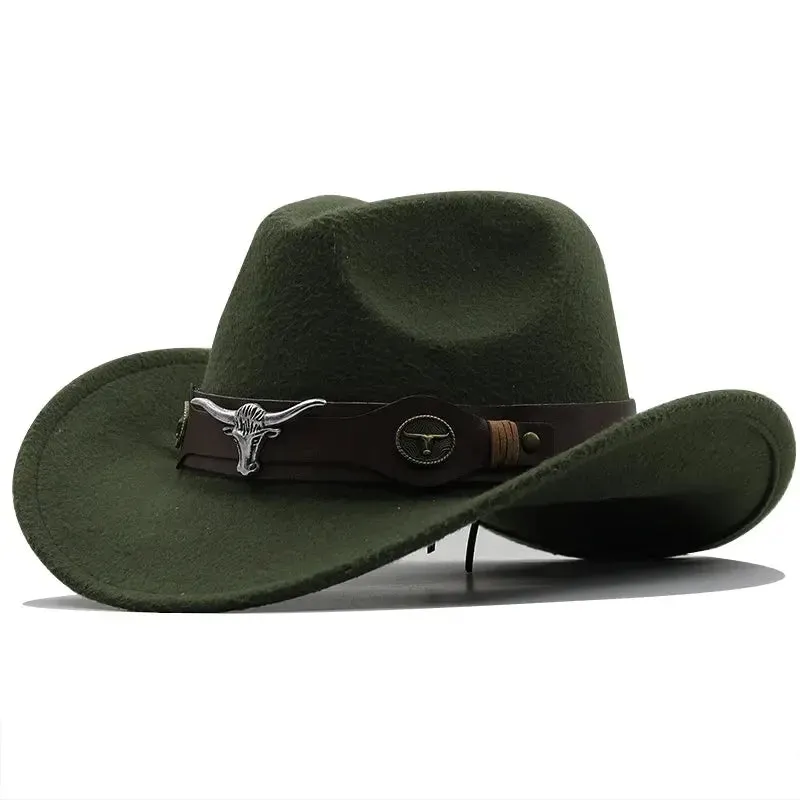 Chapéu de cowboy oeste chapéu de lã preta