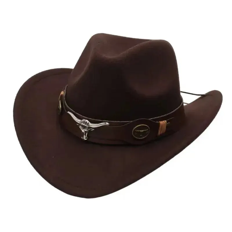 Chapéu de cowboy oeste chapéu de lã preta