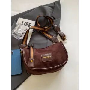 Chic Suede Adjustable Strap Shoulder Bag
