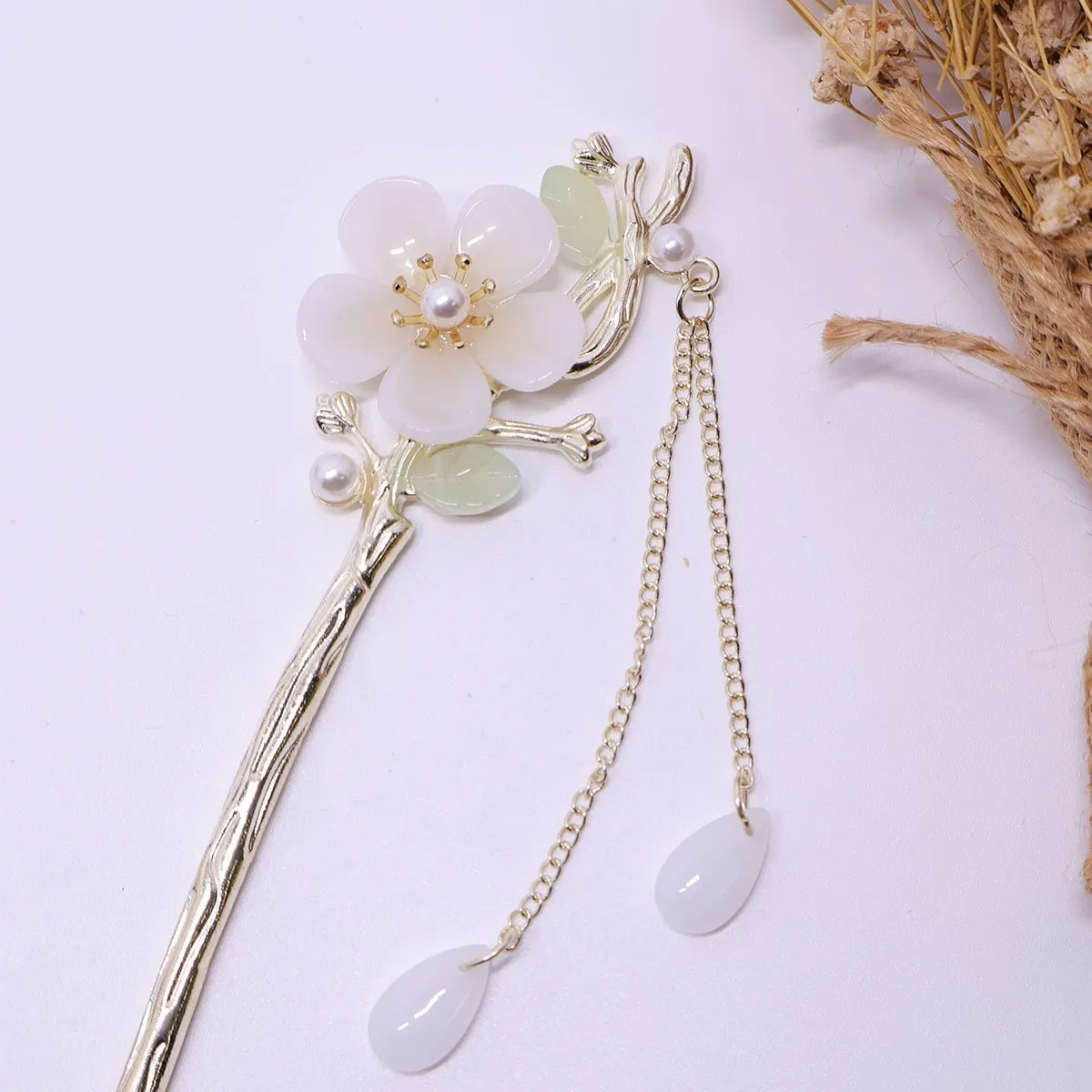 Chinese Style Flower Hairpin Fringe Headdress Hanfu Accessories Women