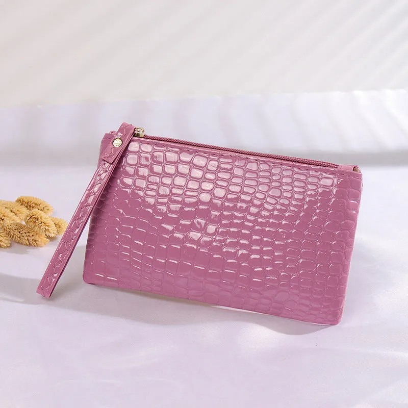 Crocodile Embossed Clutch Bag, Fashion Wrist Wallet, Women's Zipper Handbags, Faux Leather Coin Purse For Phone