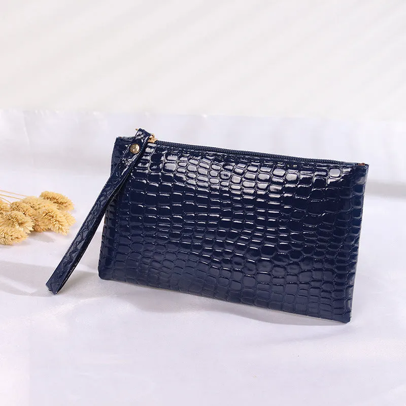 Crocodile Embossed Clutch Bag, Fashion Wrist Wallet, Women's Zipper Handbags, Faux Leather Coin Purse For Phone