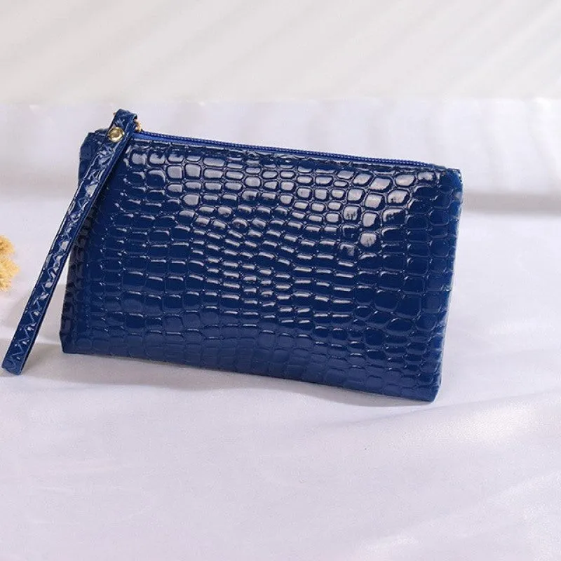 Crocodile Embossed Clutch Bag, Fashion Wrist Wallet, Women's Zipper Handbags, Faux Leather Coin Purse For Phone