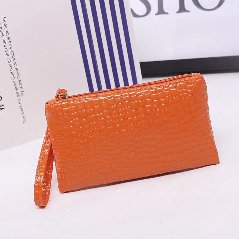Crocodile Embossed Clutch Bag, Fashion Wrist Wallet, Women's Zipper Handbags, Faux Leather Coin Purse For Phone