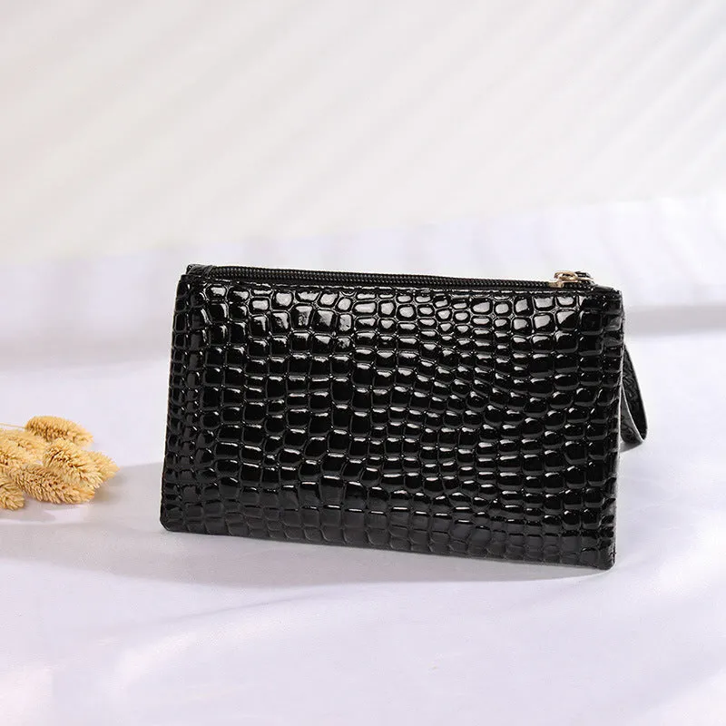 Crocodile Embossed Clutch Bag, Fashion Wrist Wallet, Women's Zipper Handbags, Faux Leather Coin Purse For Phone