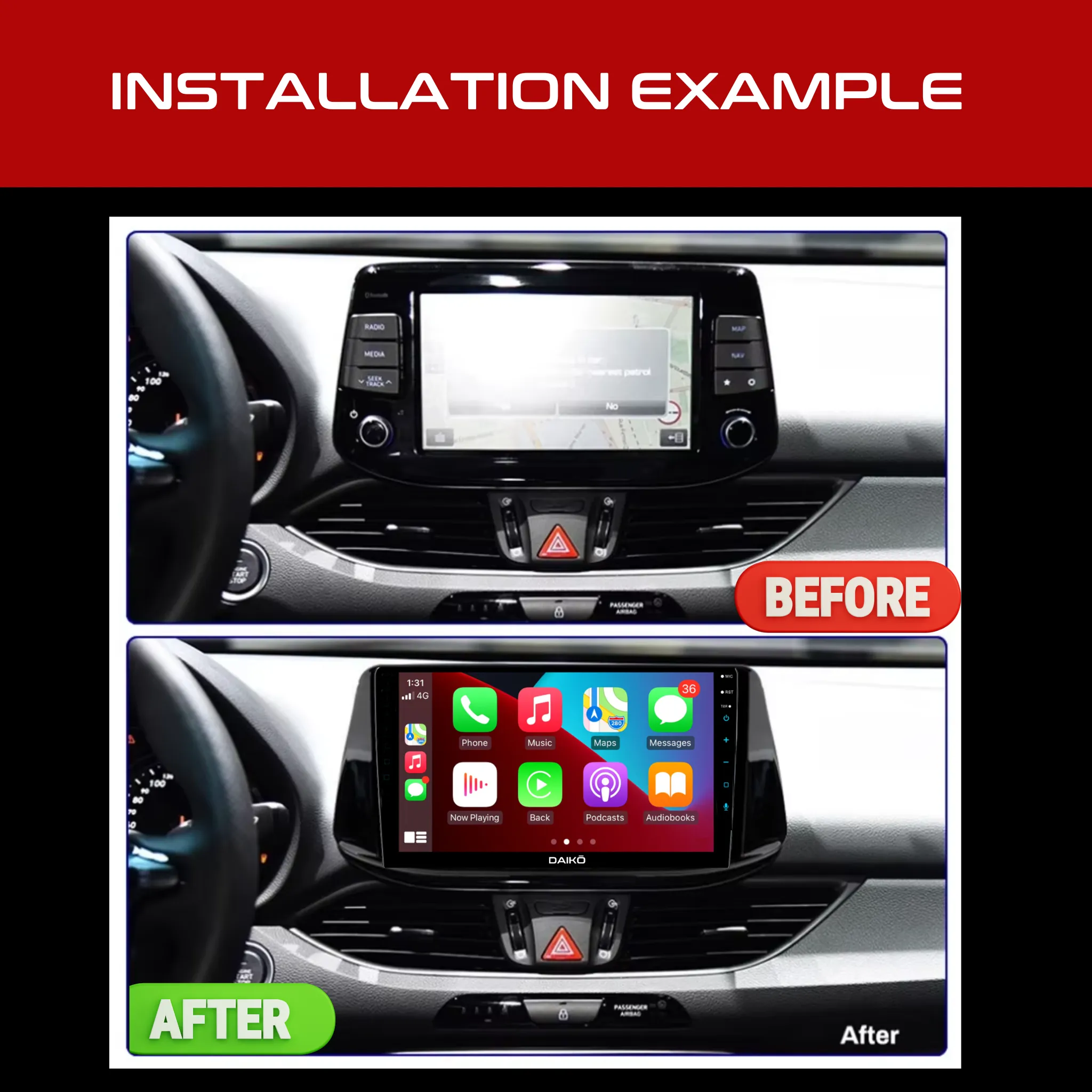Daiko Multimedia Unit Wireless Carplay Android Auto For HYUNDAI I-30 2018