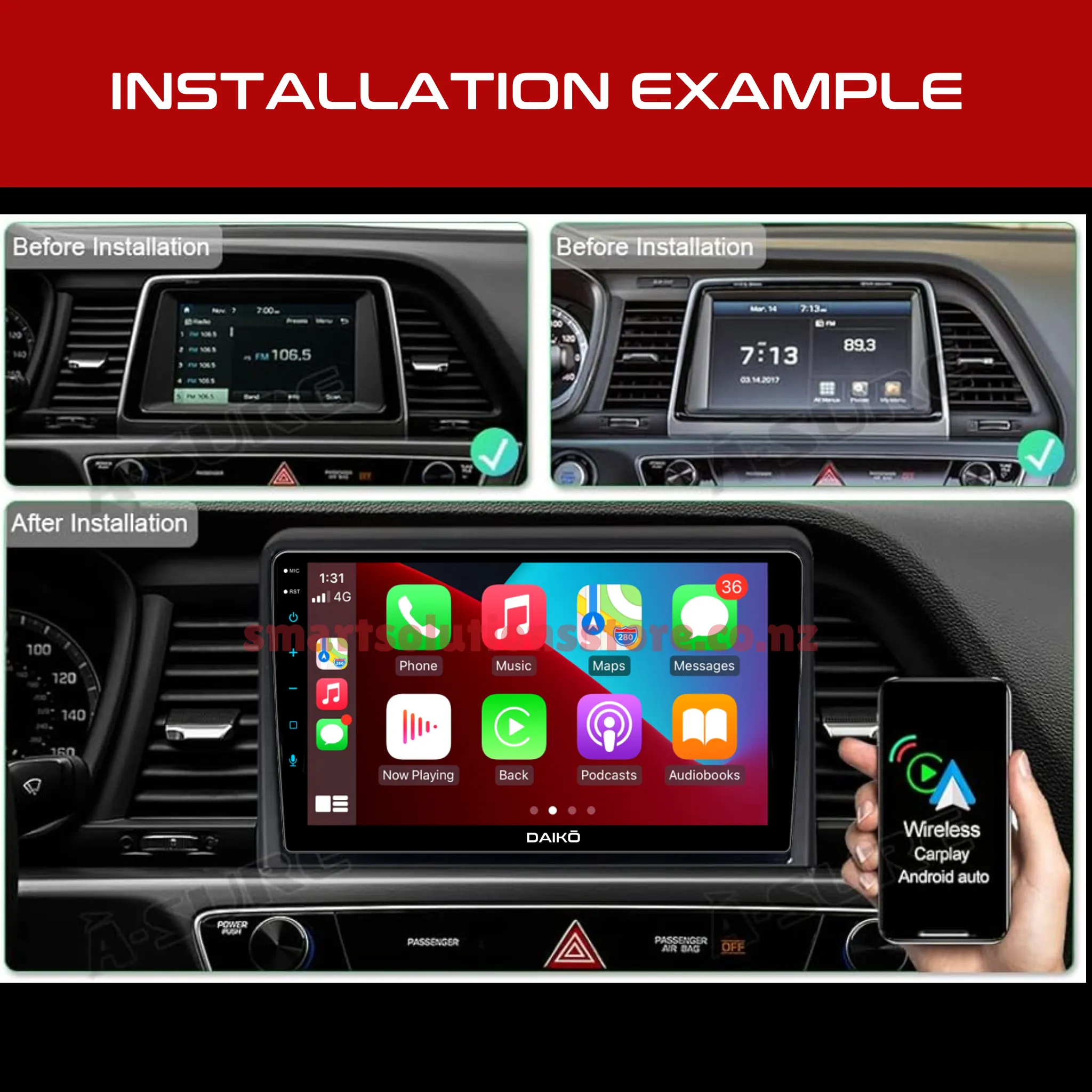 Daiko Multimedia Unit Wireless Carplay Android Auto For Hyundai Sonata 2018 