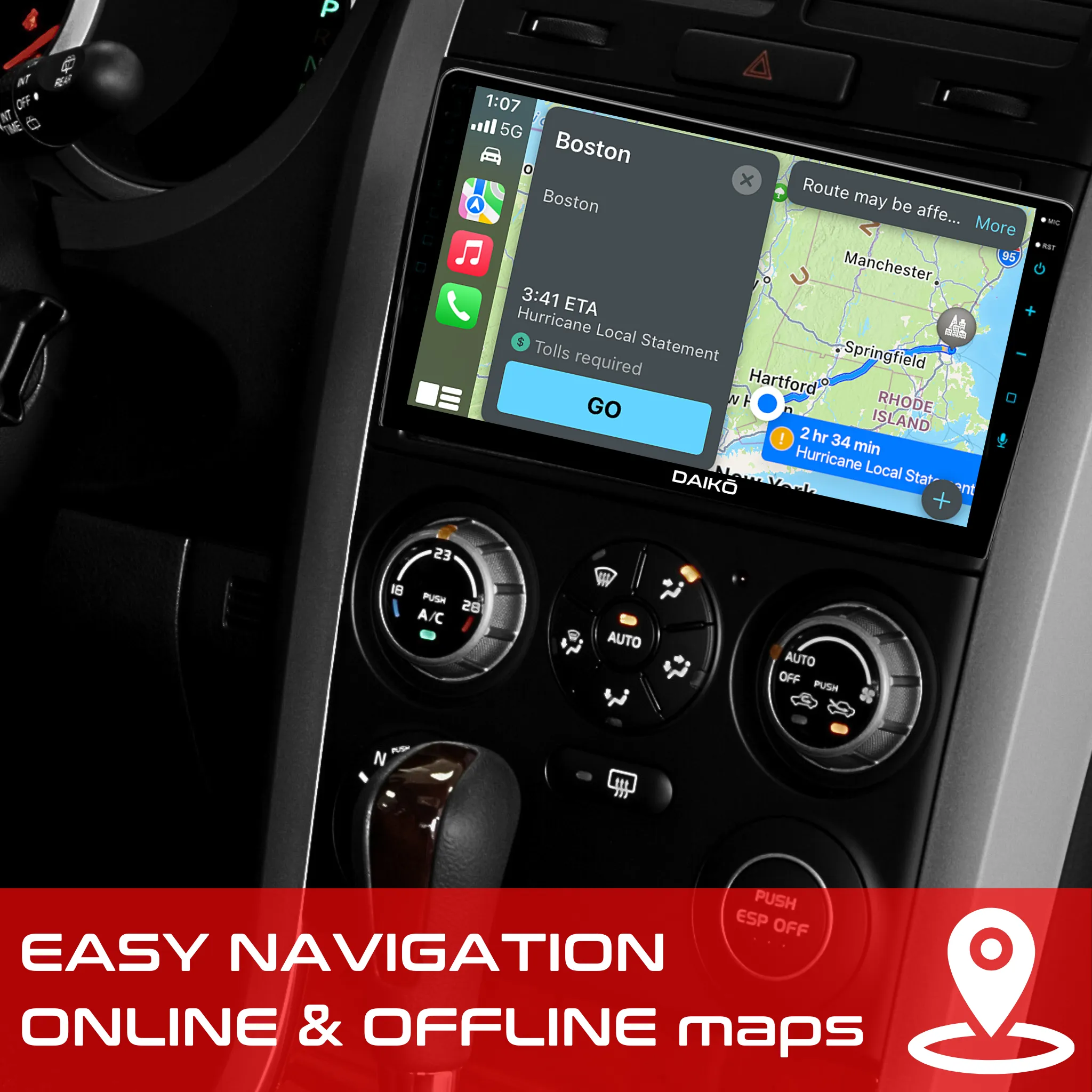 Daiko Multimedia Unit Wireless Carplay Android Auto For Jeep Cherokee 2015 