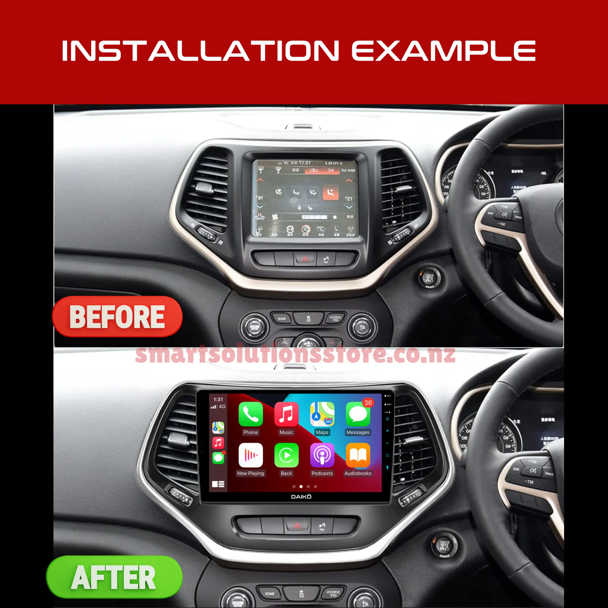 Daiko Multimedia Unit Wireless Carplay Android Auto For Jeep Cherokee 2015 