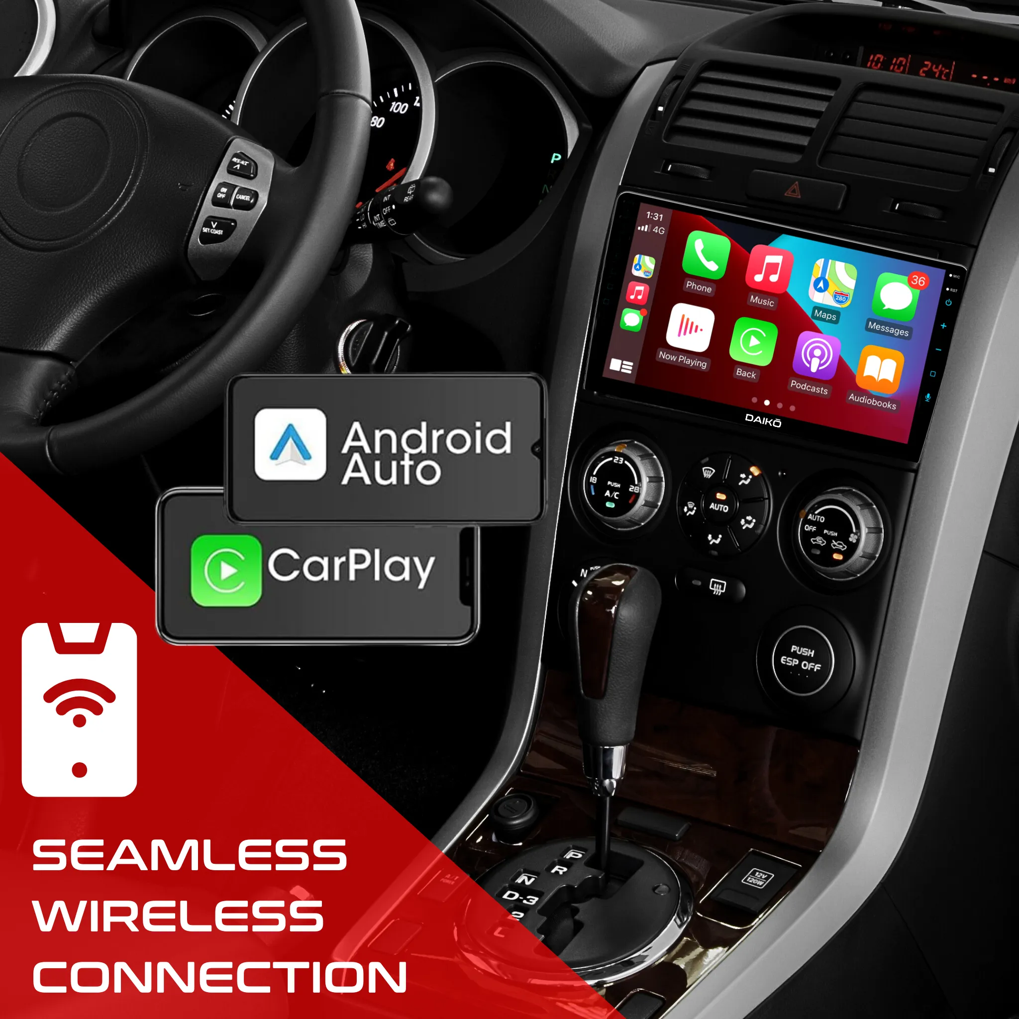 Daiko Multimedia Unit Wireless Carplay Android Auto For NISSAN Note 2014-2017