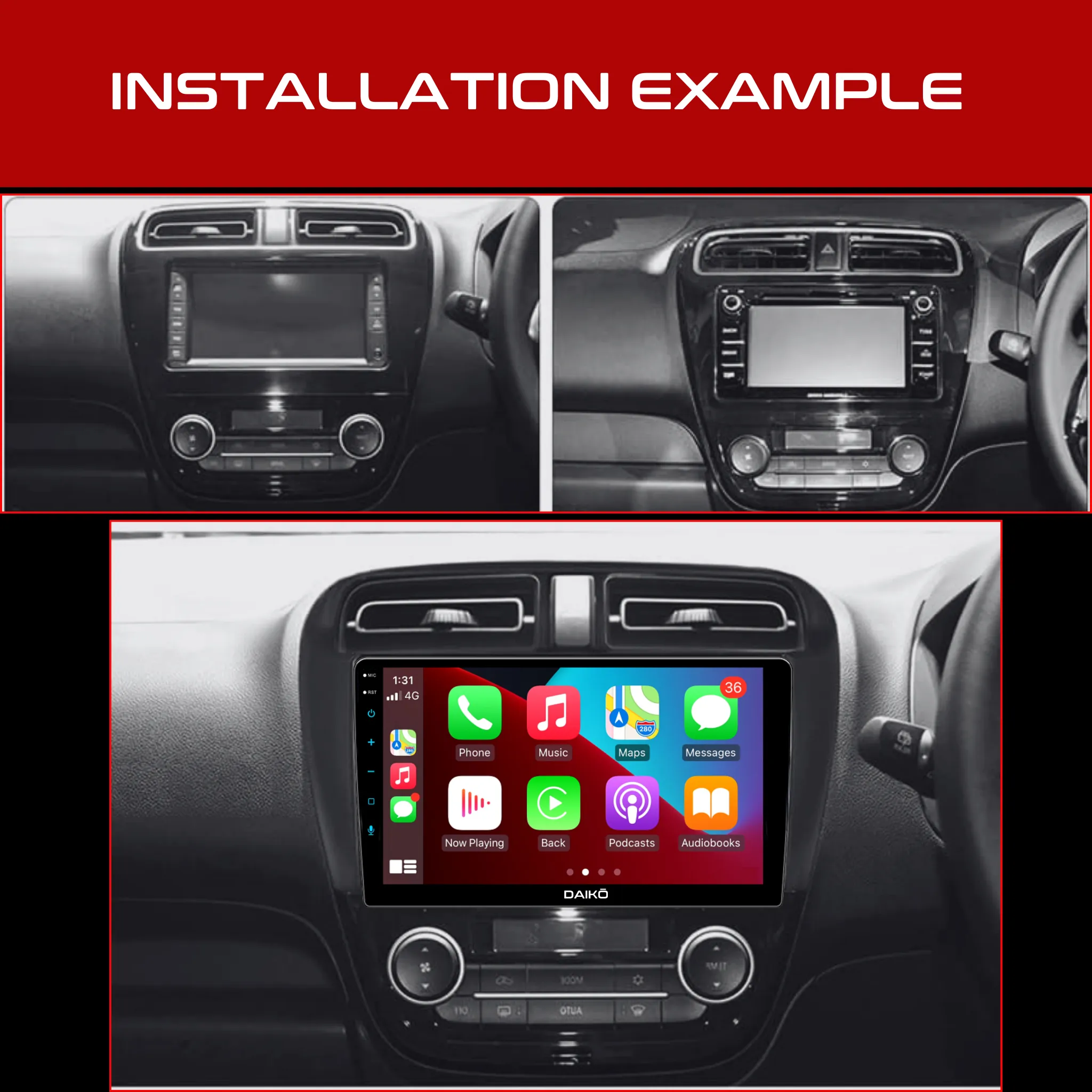 Daiko Ultra Car Stereo Carplay Android Auto For Mitsubishi Mirage 2012-24