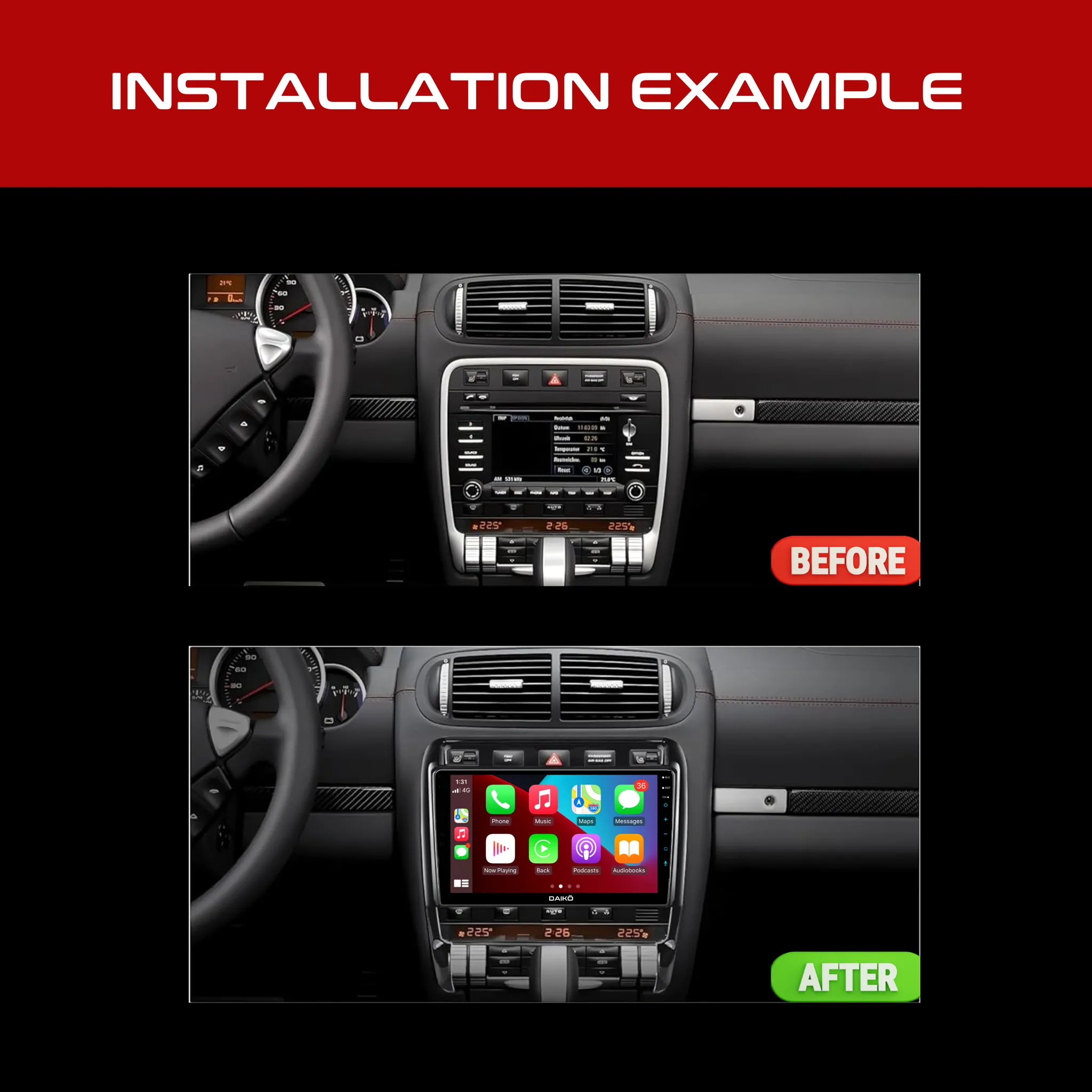 Daiko Ultra Car Stereo Carplay Android Auto For Porsche Cayenne 2003-2010
