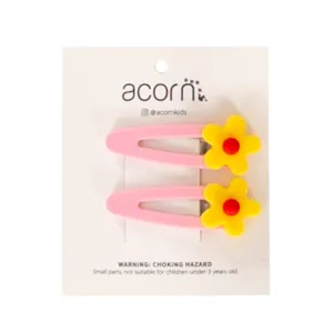 Daisy Hair Clip Pink and Yellow