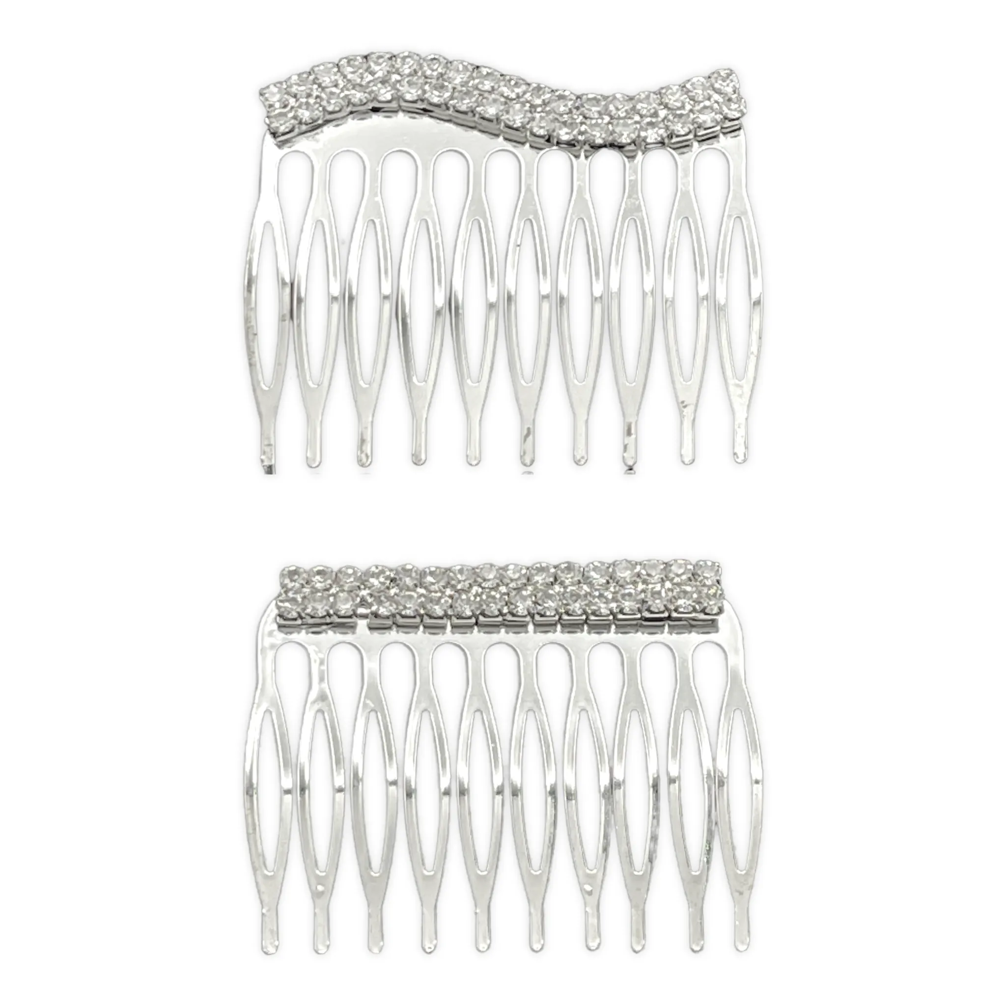 Double-Row Rhinestone Hair Combs (2 pcs)