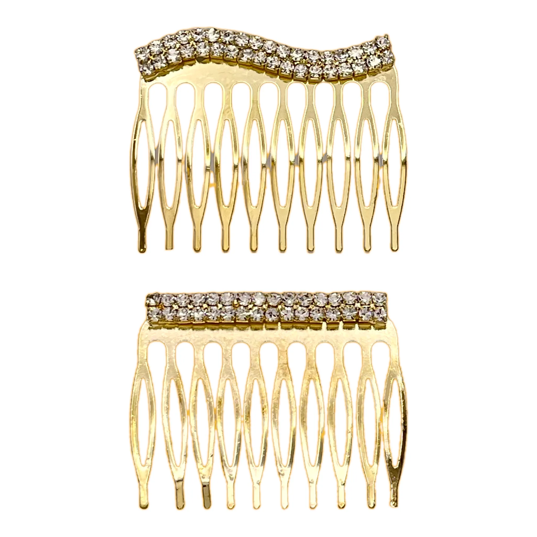 Double-Row Rhinestone Hair Combs (2 pcs)