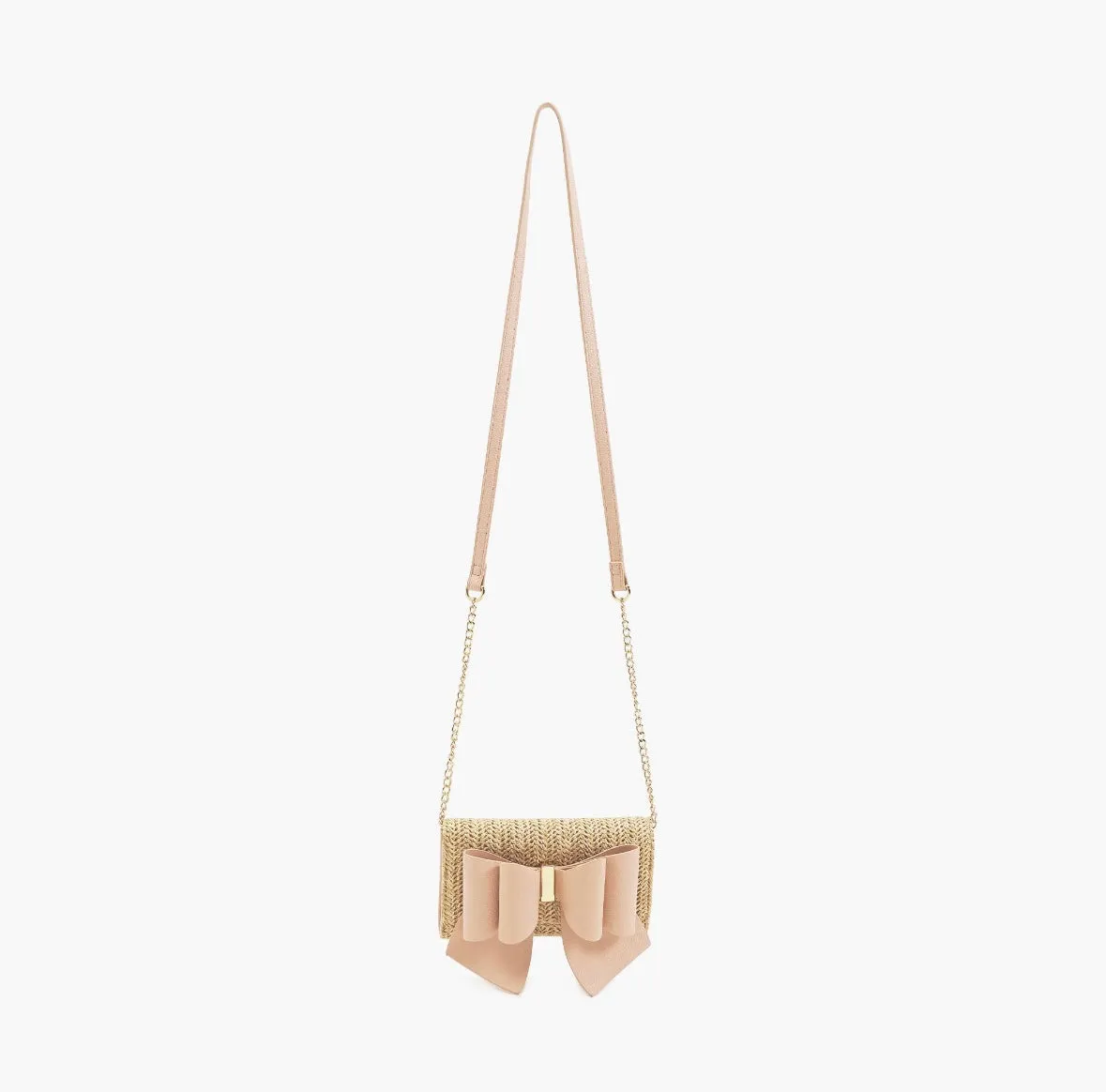 DREAMS BLUSH STRAW WALLET CROSSBODY WITH BOW