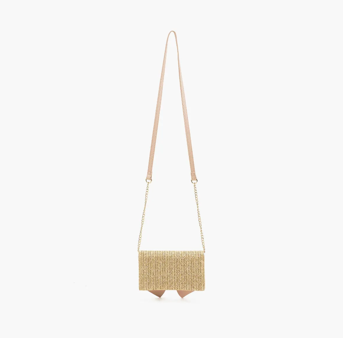 DREAMS BLUSH STRAW WALLET CROSSBODY WITH BOW