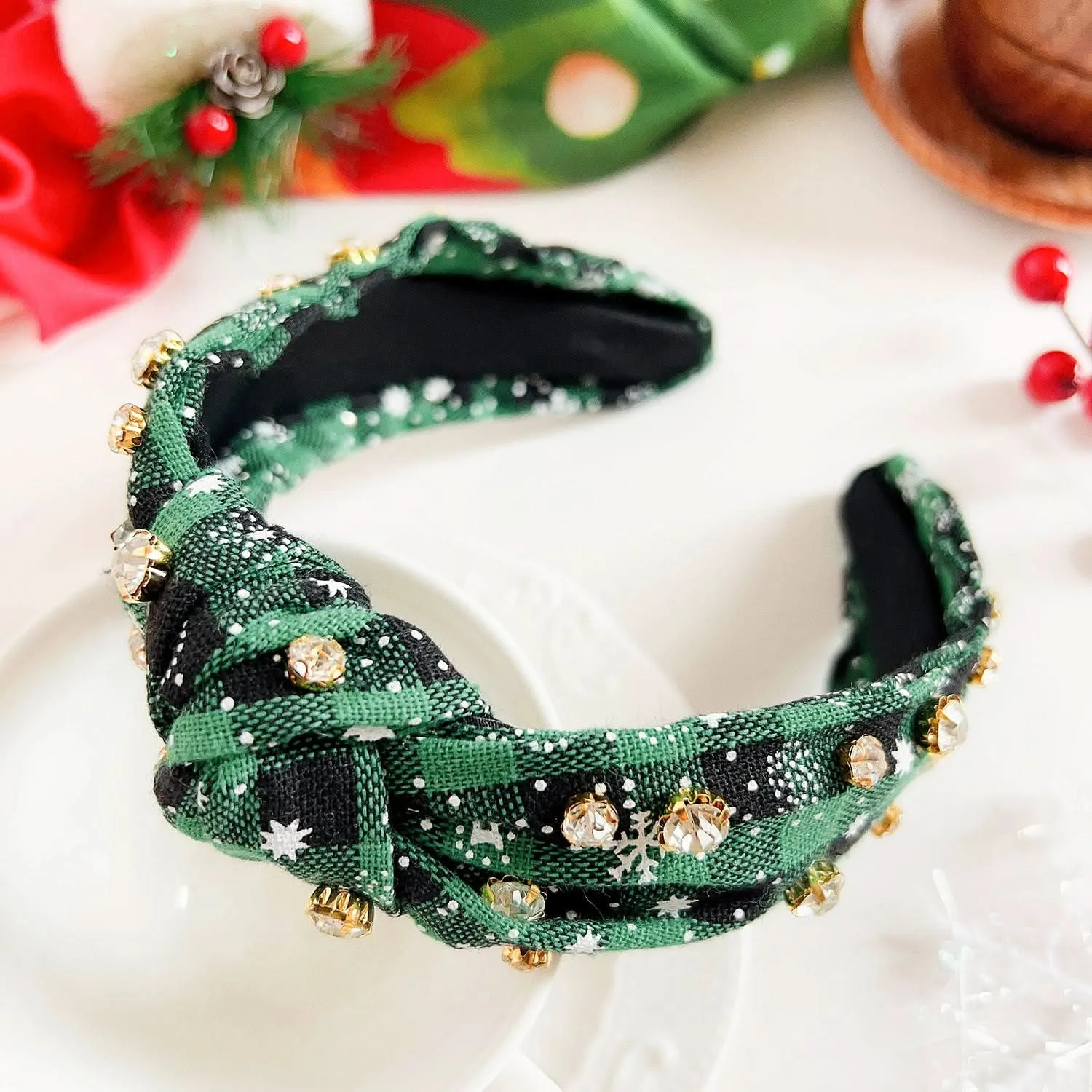 European Christmas Diamond Pearl Knotted Headband