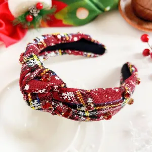 European Christmas Diamond Pearl Knotted Headband