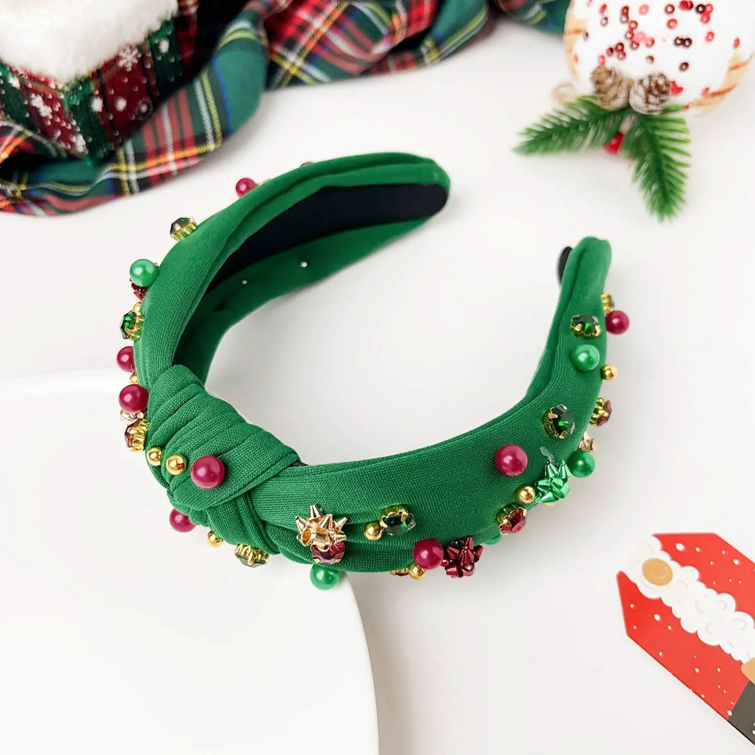 European Christmas Diamond Pearl Knotted Headband
