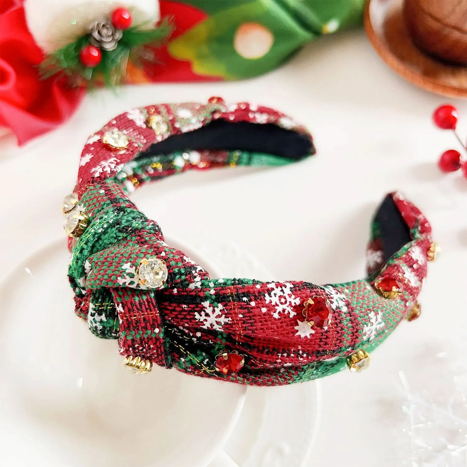 European Christmas Diamond Pearl Knotted Headband