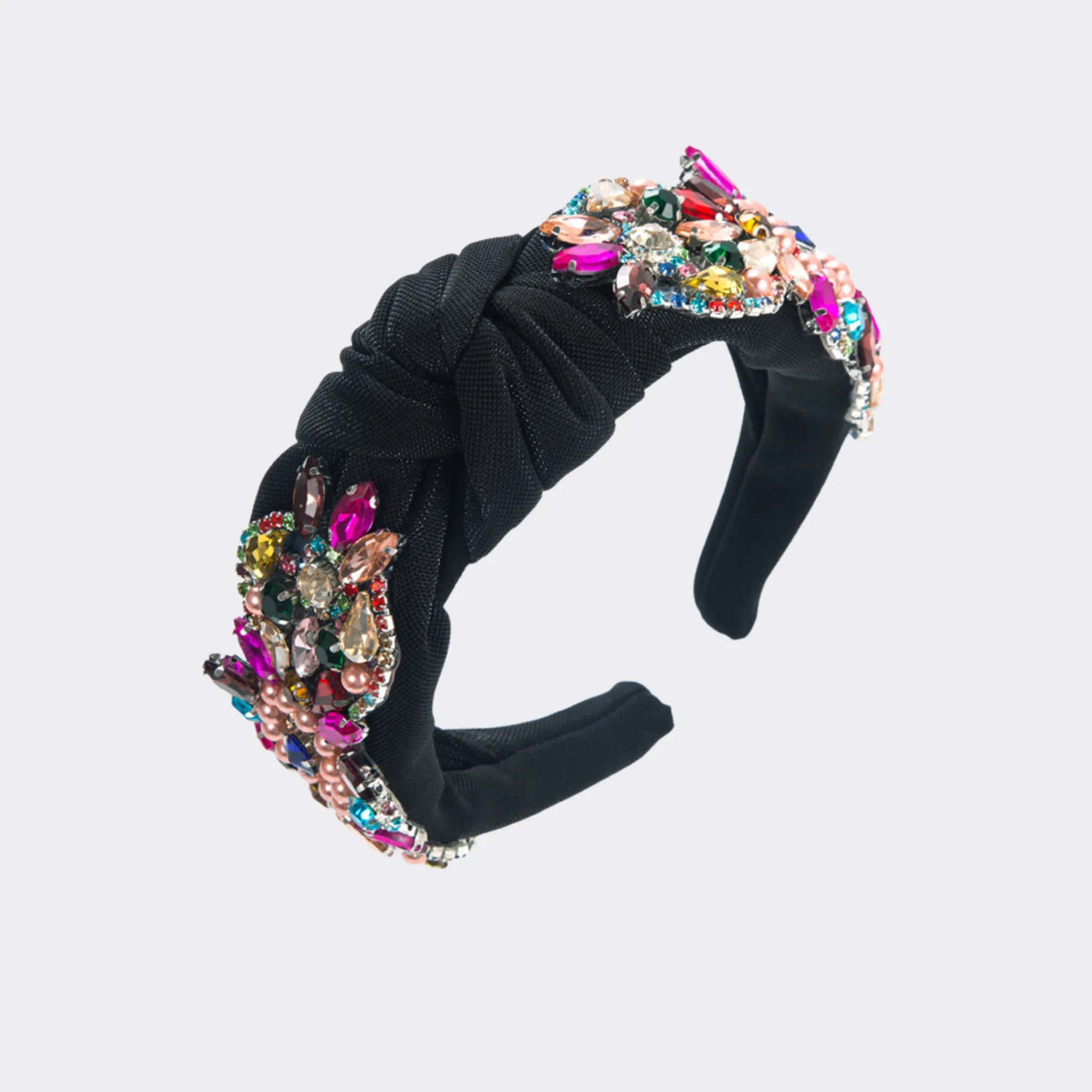Flower Cloth Glass Pearl Hair Band - One Piece