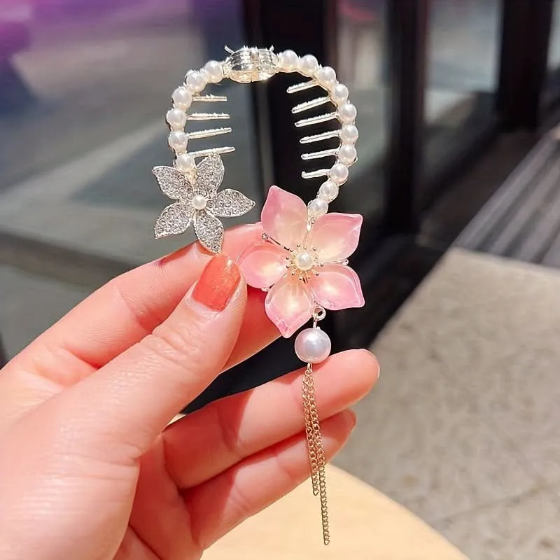 Flower Ponytail Buckle Hair Clip Set