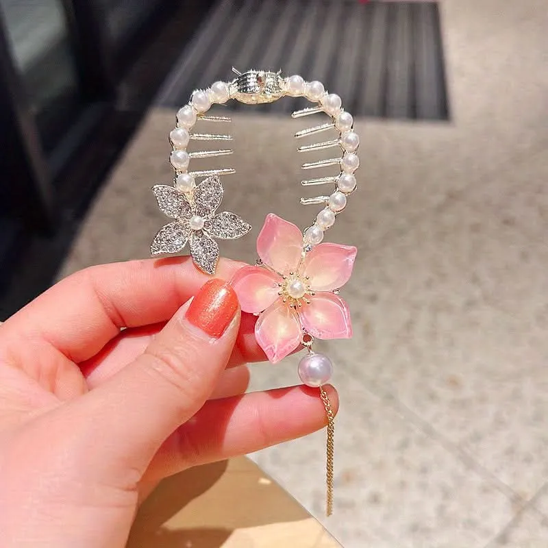 Flower Ponytail Buckle Hair Clip Set
