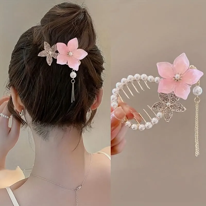 Flower Ponytail Buckle Hair Clip Set