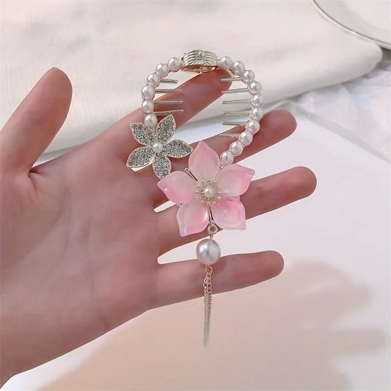 Flower Ponytail Buckle Hair Clip Set