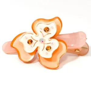 Flower Shaped Acrylic Beak Clip with Crystals - 1 piece