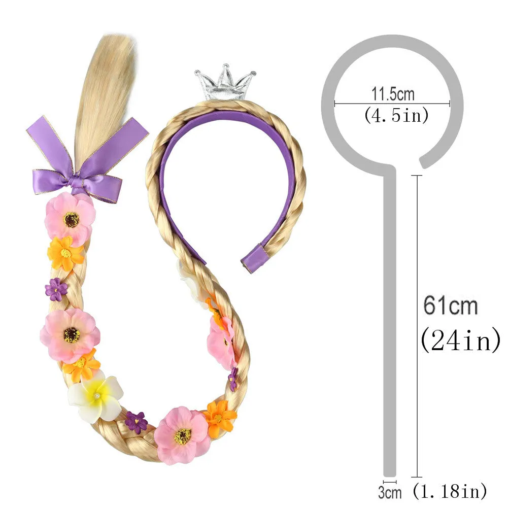 Girls Accessories for Costume Princess Hair Hoop Knitting Wig Braid Purple