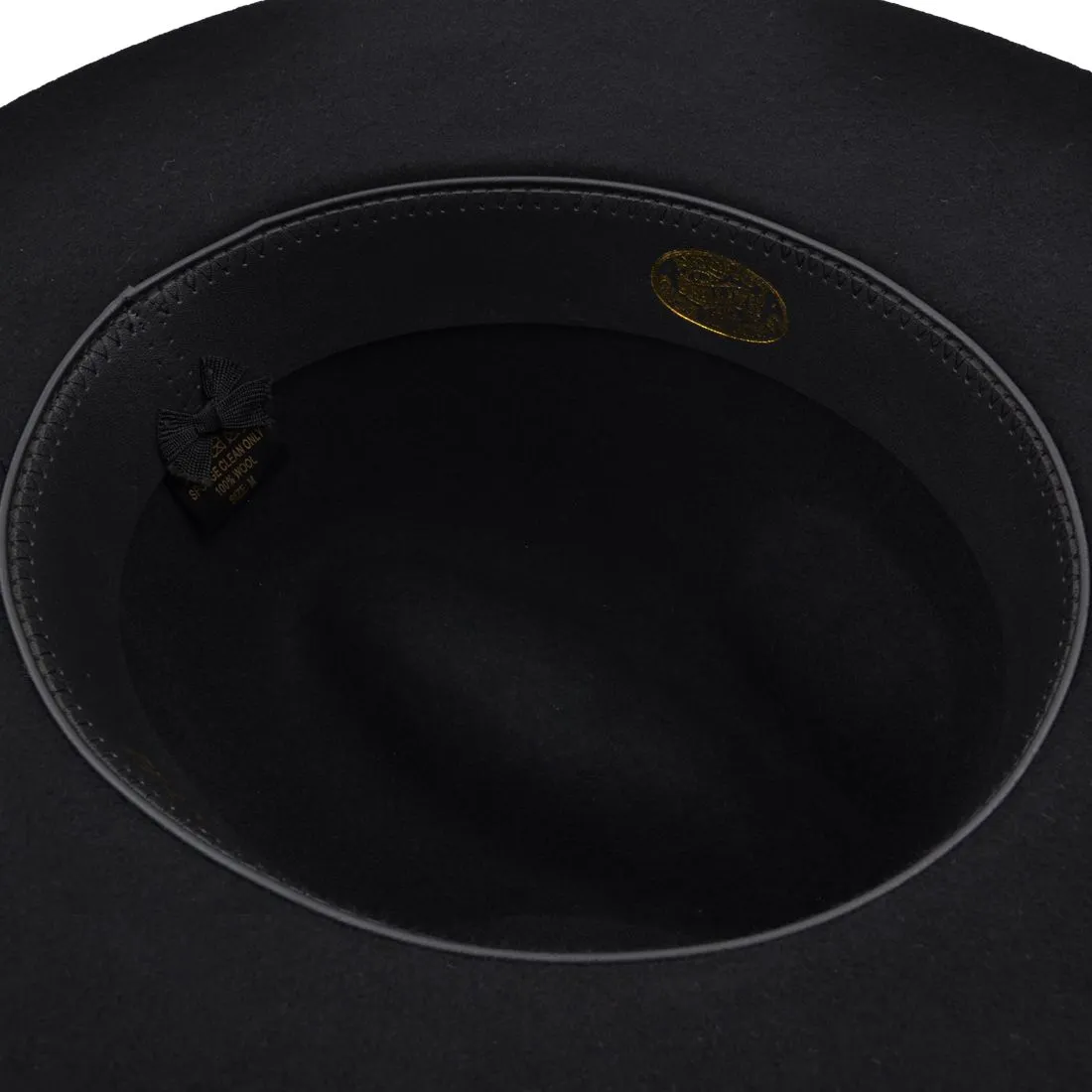 Gladwin Bond Stiff Wide Flat Brim Wool Fedora Hat