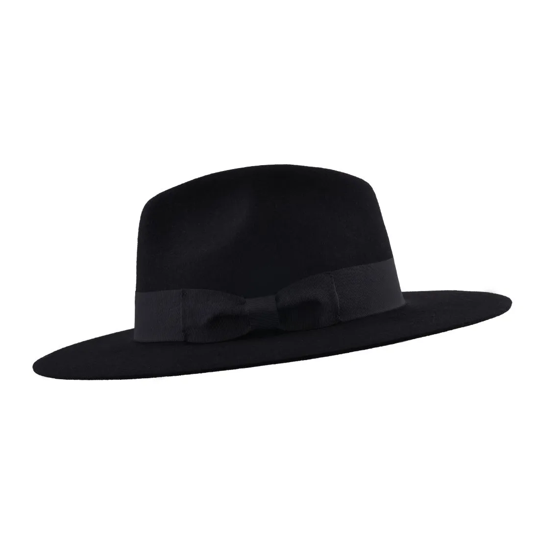 Gladwin Bond Stiff Wide Flat Brim Wool Fedora Hat