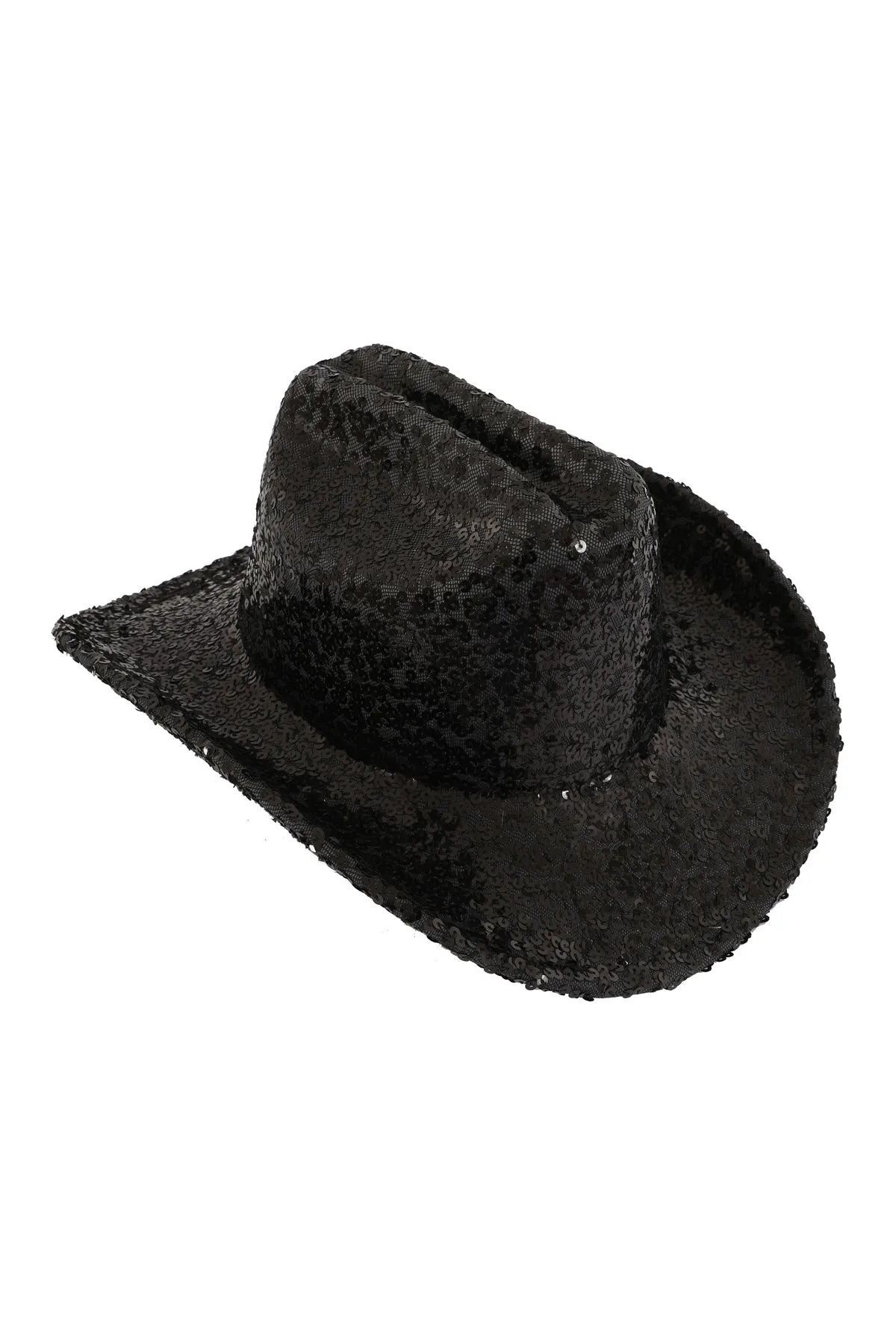 Glitter Solid Color Fedora Cowboy Hat Black  - Pack of 6