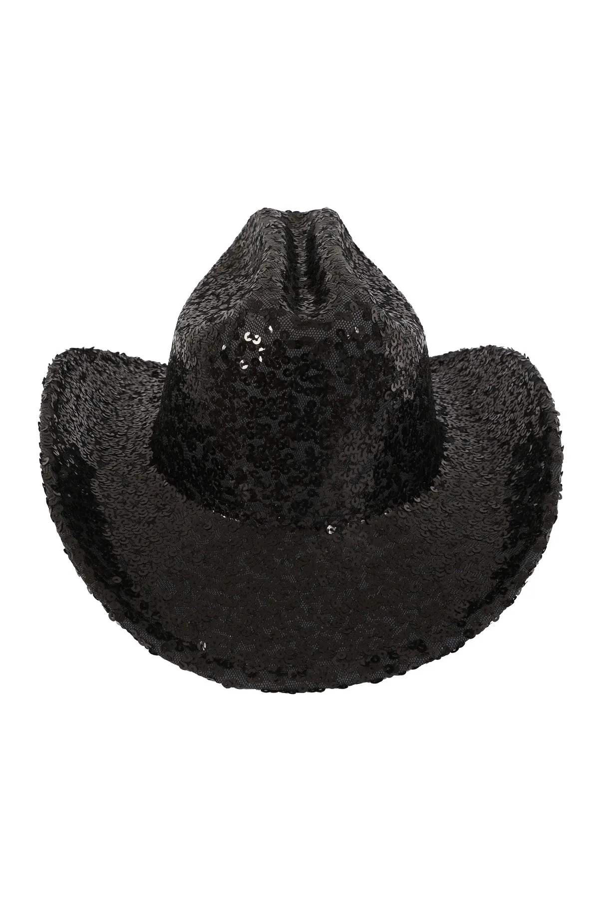 Glitter Solid Color Fedora Cowboy Hat Black  - Pack of 6
