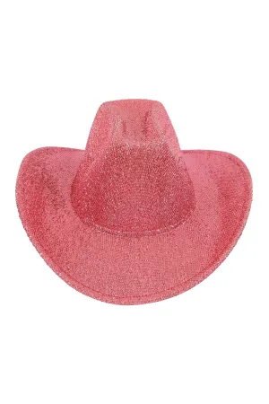 Glitter Solid Color Fedora Hat Pink  - Pack of 6