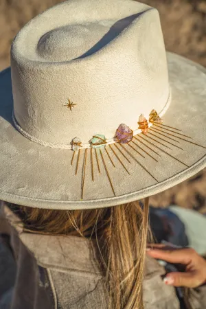 Goddess Energy Crystal Fedora in Off-White