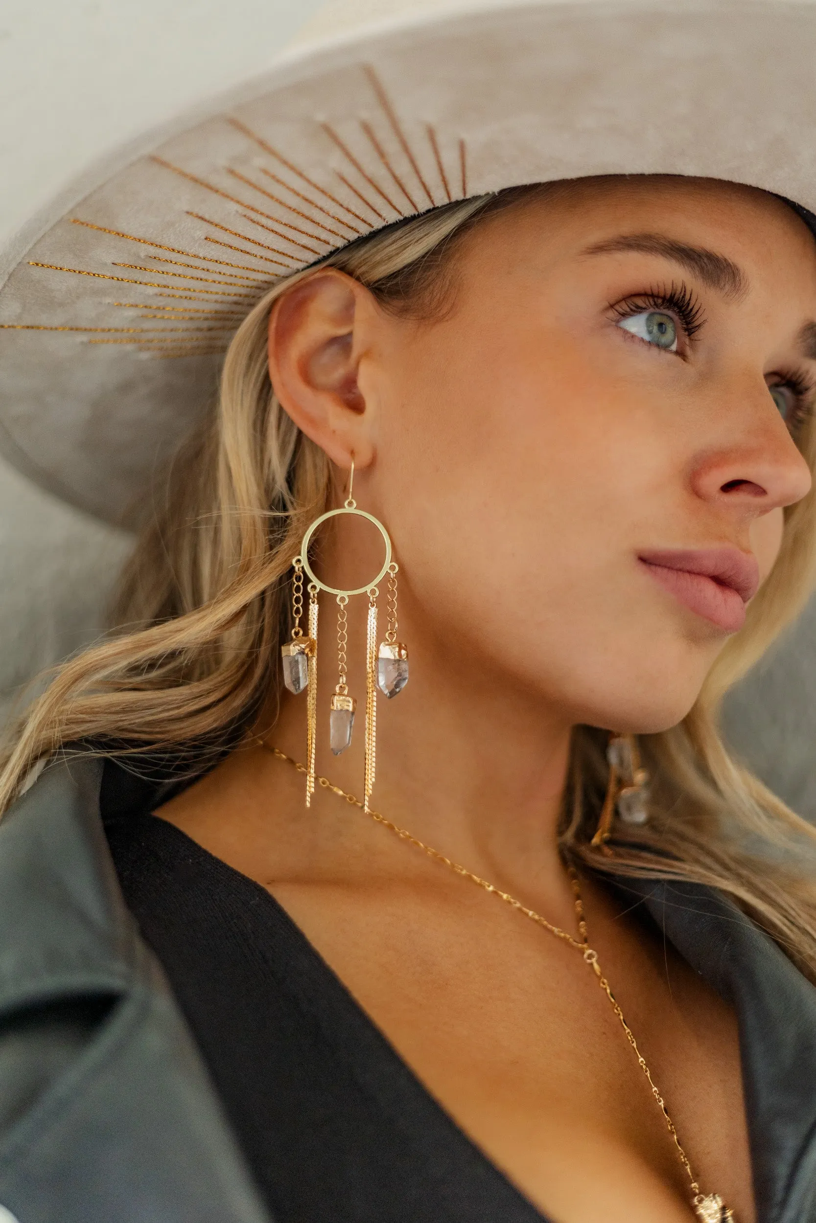 Goddess Energy Crystal Fedora in Off-White