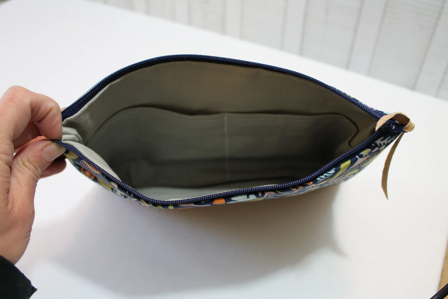 Grab N Go Wristlet Zippered  Clutch - Grey Stripe with Vegan Leather