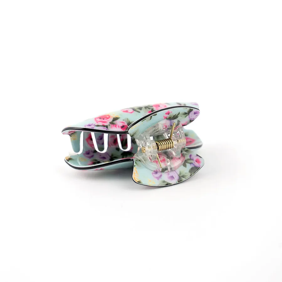 Green Small Floral Hair Claw