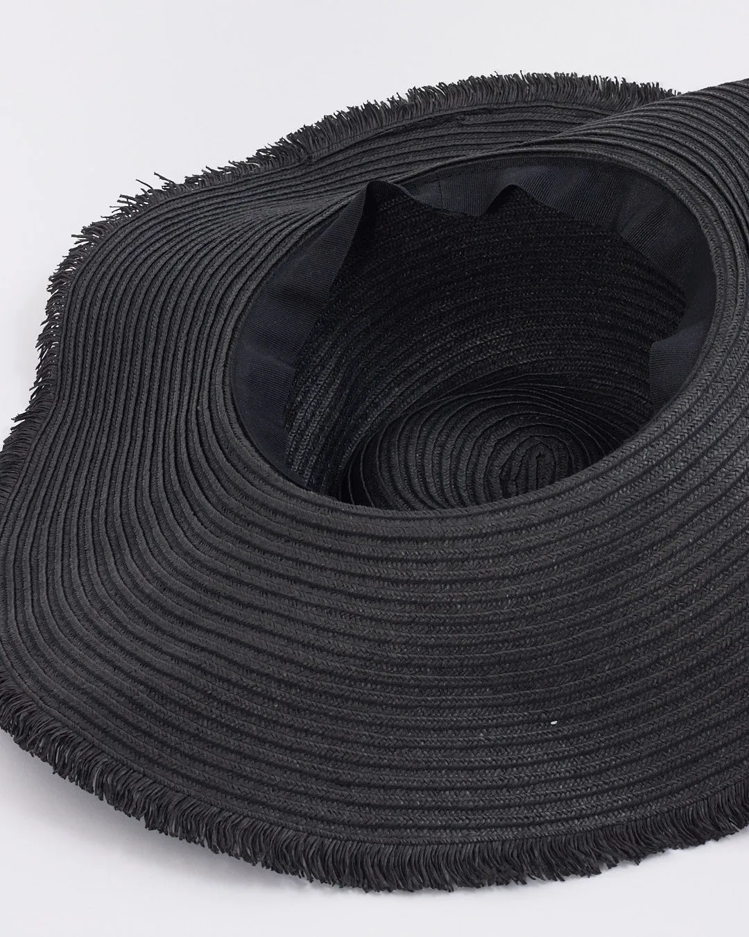 Gucci Black Straw Logo Wide Brim Hat