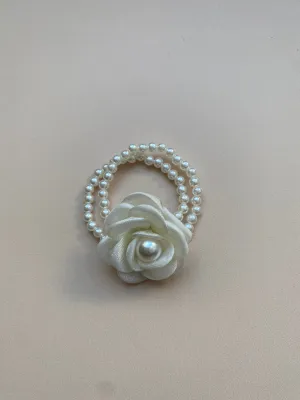 Handmade Flower Pearl Band - White