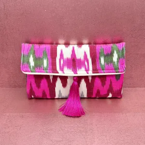 Handwoven Ikat Clutch Pink