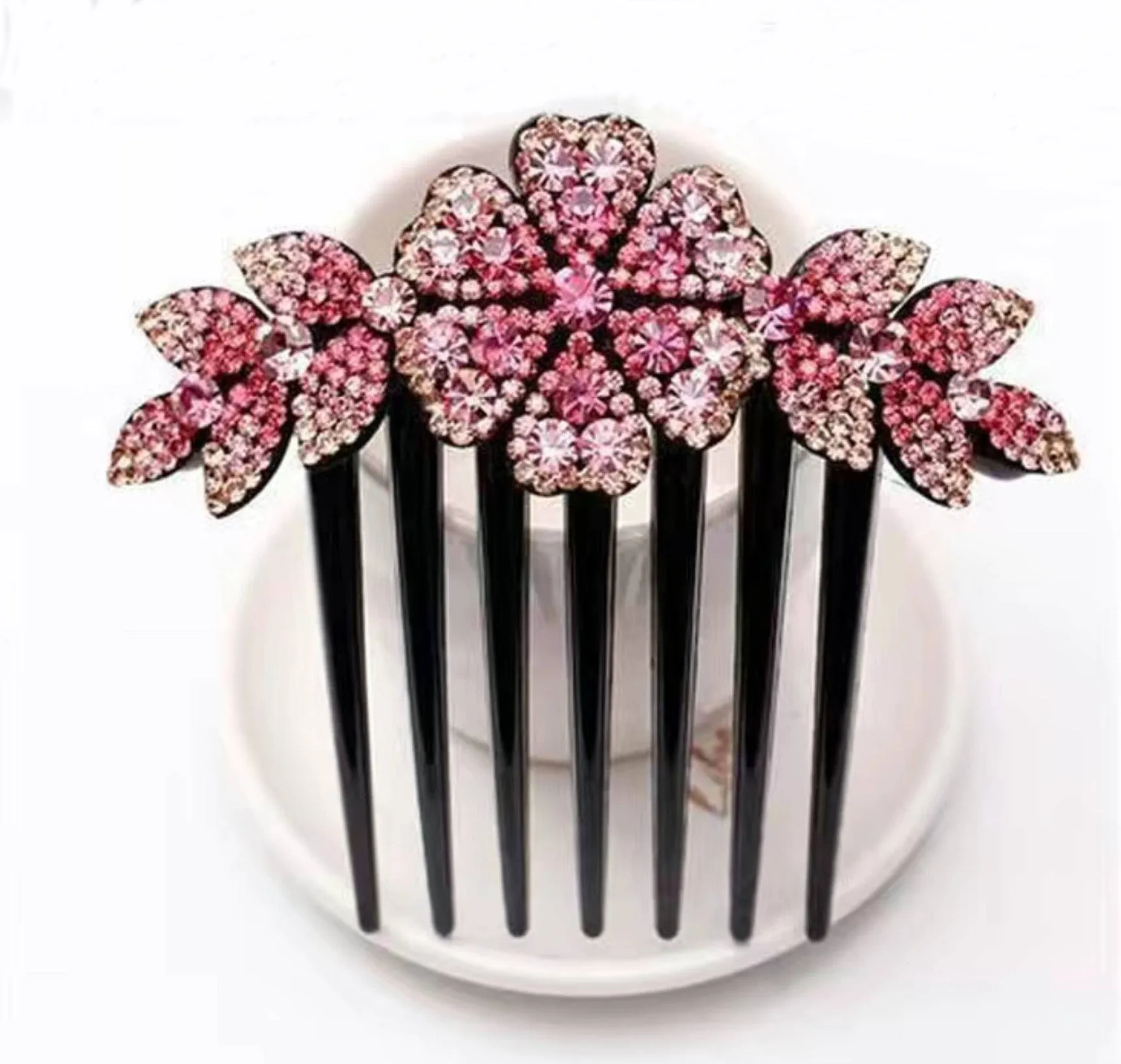 HAPPY00000 30 HC - F   Large Flower Shape Hair Comb  8.3 X 8.4 CM