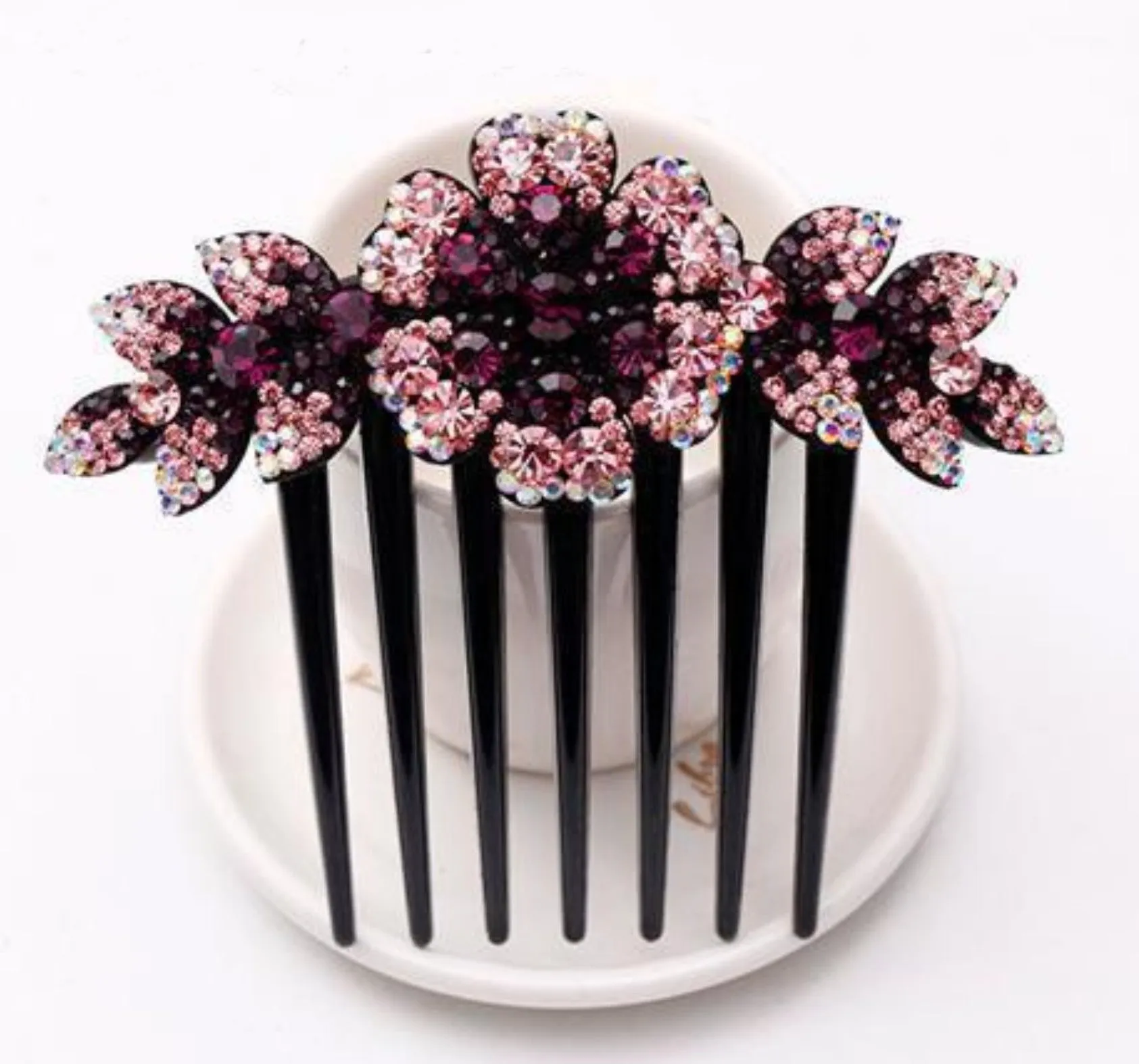 HAPPY00000 30 HC - F   Large Flower Shape Hair Comb  8.3 X 8.4 CM